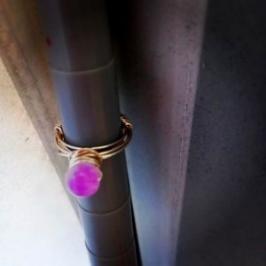 Wire-wrapped glass beaded ring, size 6